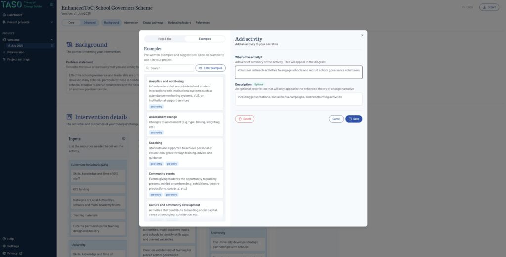 rich dialog provide help, examples and context while editing
